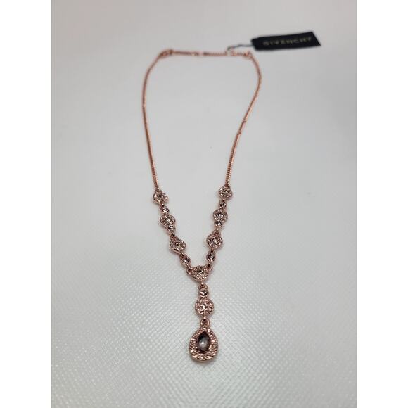 Givenchy ROSE GOLD TONE CRYSAL LARIAT NECKLACE - Picture 1 of 8